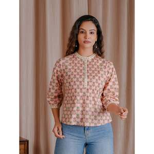 Top Corto de Algodón Estilo Pintux Rosa con Decoración Fruncida - Product Image 4