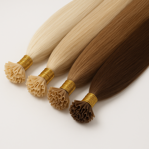 100% Extensions de cheveux humains Remy brun clair pointe plate permanente, douce - Product Image 6