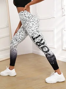 Quick Dry High Waist Sublimation <b>Leggings</b> <b>for</b> <b>Women</b> Solid Pattern Fitness Wear Elastic Waist Closure Customizable Logo Waist - Product Image 2