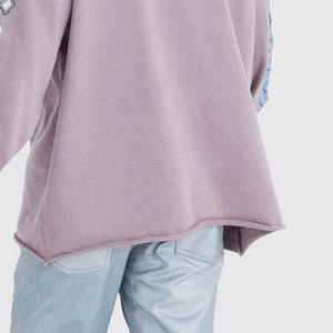 Venta al por mayor personalizado de gran tamaño Raw Hem lavado Loopback gráfico sudaderas con capucha de los hombres de algodón mezclado básico último diseño - Product Image 6