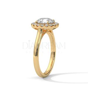 Anillo de Compromiso Solitario Halo de Plata de Ley 925 Hecho a Mano Personalizado con Diamante Cultivado para Bodas y Eventos - Product Image 4