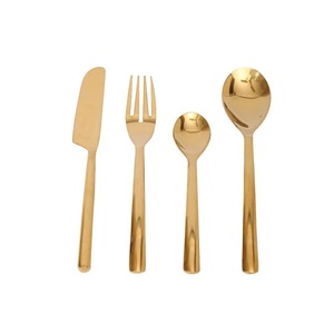 Ensemble de 4 couverts en acier inoxydable Ensemble de couverts idéal pour la cuisine de table Hôtel Usage domestique Ensemble de couverts plaqués couleur or Poignée en métal robuste - Product Image 5