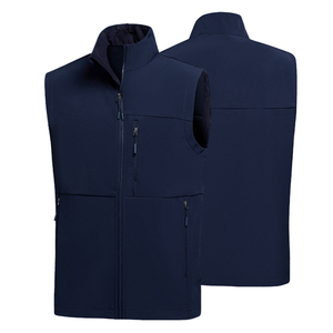 OEM personalizado suave Shell Gilet cálido forro polar impermeable sin mangas chaquetas chaleco para los hombres con soporte de cuello chaqueta para hombre - Product Image 2