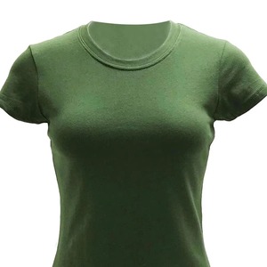 T-shirt décontracté pour femme, été, coupe ajustée, col rond, manches papillon, uni, manches courtes, tissu jersey respirant, LOGO 100% coton - Product Image 6