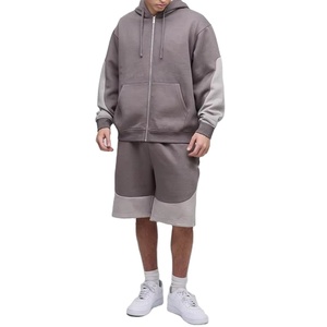 New Trendy Men's Shorts and Zipper Hoodies <b>Sets</b> Custom Logo 100% Cotton Oversized Design Heavyweight <b>Twin</b> <b>Set</b> for Men's - Product Image 1