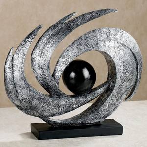 Sculpture de table en aluminium argenté antique Décoration artistique Moderne abstraite Design tourbillonnant Centre Résine Maison sculpture moderne polie - Product Image 2