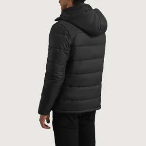 Veste d'hiver chaude pour homme en duvet de canard épaisse à capuche personnalisée hybride softshell parka matelassée fermeture éclair en toile - Product Image 2
