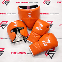 Ensemble de boxe bleu marine personnalisé avec logo, nouveau design, incluant protège-tête et protège-guêtres, gants réglables à lacets, gants de boxe en cuir pour sac de frappe