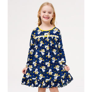 Chemises de nuit décontractées à manches longues pour filles, tailles 3T-12Y, fabriquées en tissu tissé doux dérivé du bambou - Product Image 1