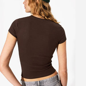 Camisetas Mujer Flaco Manga Corta Nuevo Estilo All-Matching Summer Simple Solid T-shirt Mujer Casual Blusa - Product Image 4