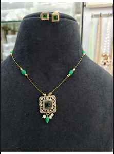 Premium Handmade American Diamond Pendant Set Gold Plated CZ Stone for Party Wear Weddings Great Gift Idea Bulk Product - Product Image 2