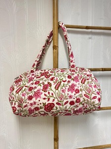 Bolsa de Hombro Acolchada Tipo Duffel, Tela de Algodón, Cierre de Cremallera, Ecológica, Duradera, Estampado Floral de Hibisco Verde, Lujosa, Informal, Grande - Product Image 5