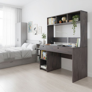 <b>Simple</b> Design 120x60x160cm Rubber Wood Computer Table FD68053 Integrated Bookshelf <b>Desk</b> with Drawer for Laptop Users - Product Image 2