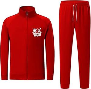 High Quality Zipper-Up Jacket Jogger Sweatsuit Set Neck <b>Track</b> Suits Breathable Unisex XXL Size with Side - Product Image 1