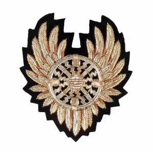 Hand Made Bullion Wire Embroidered Wings Badges OEM High Quality Wings Embroidery Badges