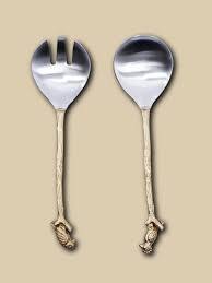 Ensemble de serveurs à salade élégants en acier inoxydable avec poignée design, ustensiles de service modernes - Product Image 5