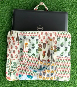100% Pure Cotton Block Print Quilted Handmade Modern Durable <b>Laptop</b> Protector Bag 13-15-17 Inch Waterproof <b>Handle</b> Outdoor Use - Product Image 2