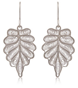 Pendientes de tuerca de filigrana de plata más vendidos, diseño de impresión de hoja de proveedor indio de alto grado, brillo brillante, estilo de alta moda - Product Image 2