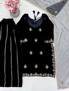 Elegant A-Line Salwar Kameez Satin Floral Embroidery High <b>Floor</b>-<b>Length</b> Wedding Dress Ladies Ready-Made Indian Pakistani Midi - Product Image 6