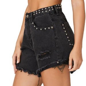 Pantalones de mezclilla personalizados de talla grande con remaches de cintura alta para mujer - Product Image 2