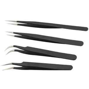 Ensemble de pinces à épiler professionnelles antidérapantes pour extensions de cils, prise parfaite, acier inoxydable japonais, antistatique - Product Image 4