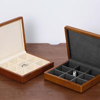 Boîte à bijoux élégante en bois massif marron à 9 compartiments avec couvercle, taille et logo personnalisables, pour rangement, décoration, utilitaire et artisanat