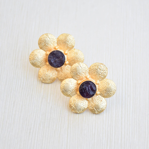 Lotes de Aretes de Aro de Latón al por Mayor, Diseño de Piedra Natural en Bruto, Textura Mate de Latón, Diseño Boho Chic, Moda al por Mayor - Product Image 4