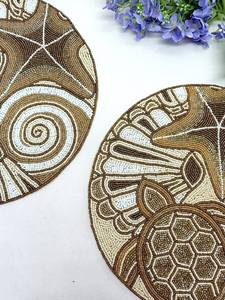 Chargeur perlé de luxe fait main pour manger un décor de vacances unique; pour napperon perlé de pendaison de crémaillère - Product Image 2