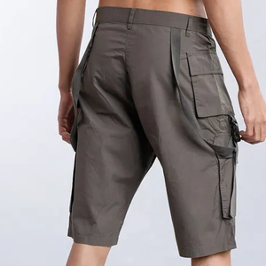 Pantalones cortos Cargo de Fitness de Color personalizado de calidad superior para hombre, pantalones cortos informales de algodón con cintas para Calle, bolsillos, patrón sólido - Product Image 4