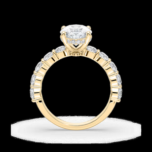 Bague de fiançailles en diamant de laboratoire taille ovale 2,40 CTW avec pierres latérales rondes certifiées IGI, or massif 14 carats, bague de mariée de luxe - Product Image 4