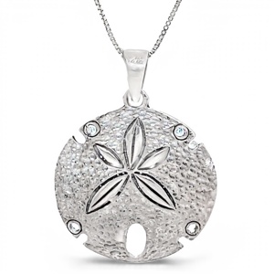 Collier à pendentif fin en dollars de sable à surface texturée - Product Image 1