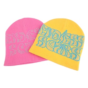 Gran oferta profesional, sombreros de invierno personalizados para logotipo de punto Unisex, gorros acrílicos con diamantes de imitación de cristal coloridos al por mayor - Product Image 5