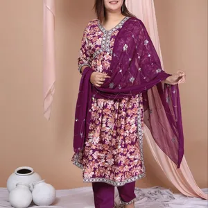 Designer Fancy Embroidery Work Salwar Kameez Suit and Anarkali and long Rayon Kurtis with Pant and Dupatta set for Women