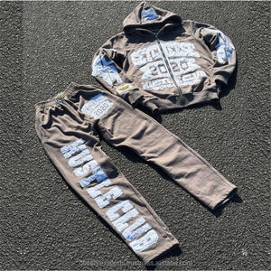 Nuevos conjuntos de Sudadera con capucha con estampado de soplo para hombres y mujeres, pantalones de chándal con serigrafía, chándales Unisex Y2K, moda para hombres a granel - Product Image 4