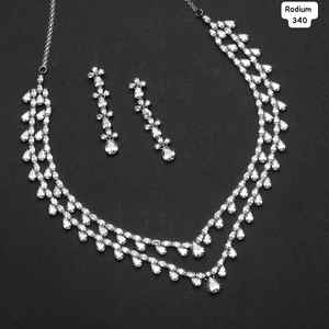 <b>Indian</b> Premium Quality Silver Alloy Fashion <b>Sets</b> Pearl <b>Necklace</b> Earrings Zircon Wedding Anniversary Parties Bridal Wear Gift - Product Image 1