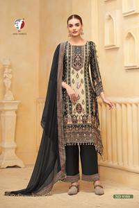 Conjunto moderno de diseñador indio calidad de exportación viscosa mezclada Kurti pantalón y Dupatta con puro trabajo manual pesado exportador indio - Product Image 5