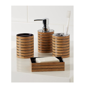 Dispensador de jabón de lavado a mano de madera, juego de baño, soporte para cepillo de dientes, organizador, juego de accesorios de baño de madera para la venta - Product Image 3