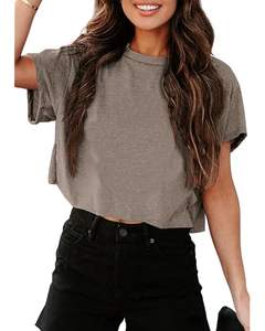 T-shirt femme classique en coton doux respirant à manches courtes col rond style décontracté option confortable pour la vente en gros - Product Image 2