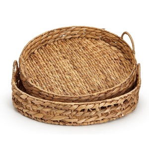 Bandeja de Servir Tejida a Mano, Precio Más Bajo, Bandejas de Almacenamiento de Jacinto de Agua Natural con Asas - Product Image 5