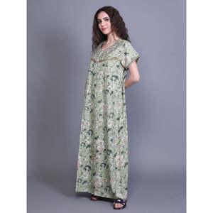 Peignoir/Nuisette décontracté pour femme en gaze tissée 100% coton, à manches courtes, imprimé floral, avec taille élastique et poche latérale, doux, taille XS - Product Image 4