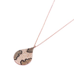 Pendentif en forme de larme motif léopard avec pierre de citrine et zircon, bijoux en argent sterling 925 faits à la main en Turquie, vente en gros - Product Image 1