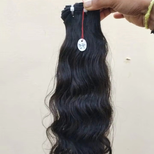 Extensiones de cabello humano virgen de lujo Indian Temple Máquina pura sin procesar Doble trama Longitud instantánea Belleza sin costuras - Product Image 1