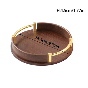 <b>Hot</b> Selling Nordic Style Black Walnut Tray Wooden Tray <b>Plate</b> Combined with Copper for Easy Home Use - Product Image 6