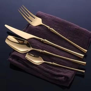 High Quality Weaved Brass <b>Wire</b> Handle Cutlery Set Steel Mirror Polished Flatware Dinner Ware Set of 5 Pcs - Product Image 2