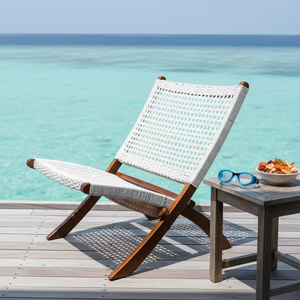 SOLOBEAT Premium Handmade Eco-Friendly Solid Wood Woven <b>Chaise</b> <b>Lounge</b> Modern Teak Frame Bedroom Living Room Dining Quality - Product Image 1