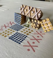 Blok Cetak Tangan Kayu Pola Titik & Geometris Bertekstur |   Blok Kayu Ukir Tangan untuk Cetak Kain, Tanah Liat, Kertas