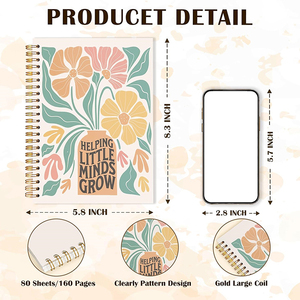 Carnet à spirales avec motif floral, cadeau pour enseignant, bloc-notes, cadeau de remerciement pour enseignant, carnet d'écriture, carnets à spirales - Product Image 4