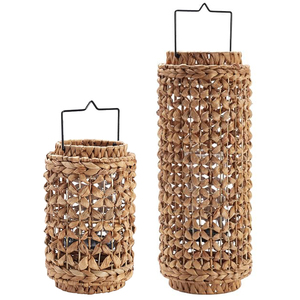 <b>Set</b> of 2 Vintage Water Hyacinth <b>Lantern</b> Pendant Vietnam Handwoven Natural Rattan Candle Holder Wholesale Boho <b>Lantern</b> - Product Image 6