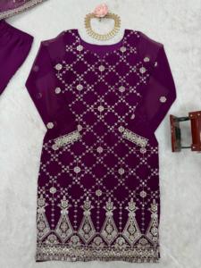 Nueva Colección de Salwar Kameez para Mujer de la Serie SP con Diseño de Bordado Intenso, Mezcla de Seda y Rayón de Secado Rápido para Bodas y Fiestas - Product Image 5