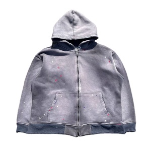 เสื้อฮู้ดซิปรูดซิปสำหรับผู้ชายเสื้อแจ็กเก็ตมีฮู้ดซีดจางปรับแต่งได้พิมพ์ลายคุณภาพสูง - Product Image 4